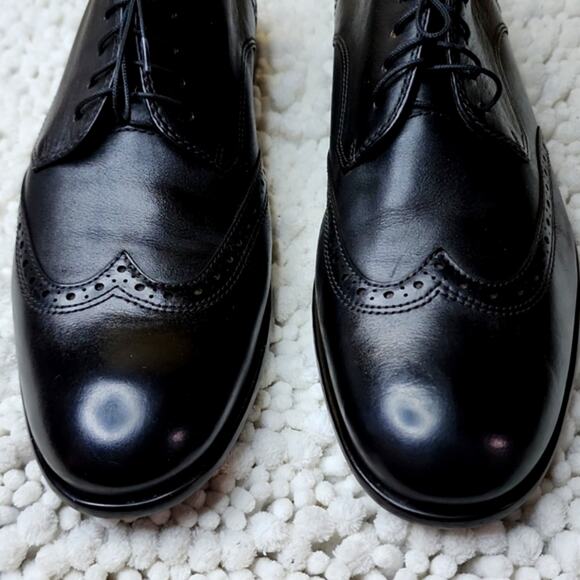 JOHN VARVATOS BLACK LEATHER WINGTIP OXFORDS CUSTOM DYED JET BLACK GENTLEMENS 8 main image 15
